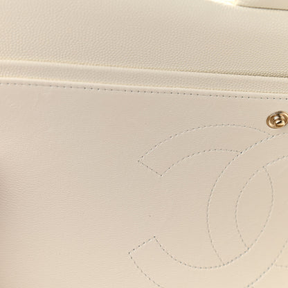 Chanel Caviar Quilted Jumbo Double Flap White 11 of 12