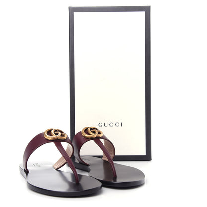 Gucci Calfskin GG Marmont Thong Sandals 36 Vintage Bordeaux 10 of 10