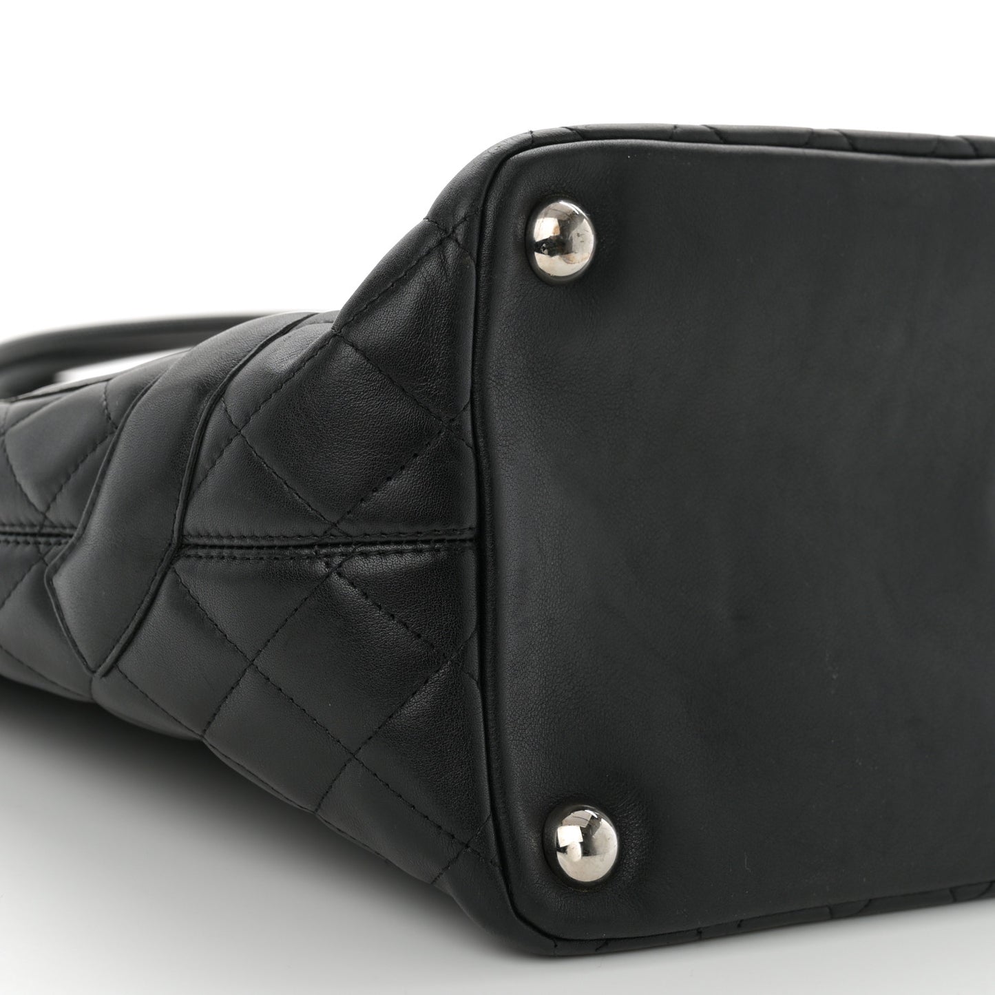 Calfskin Quilted Large Cambon Tote Black