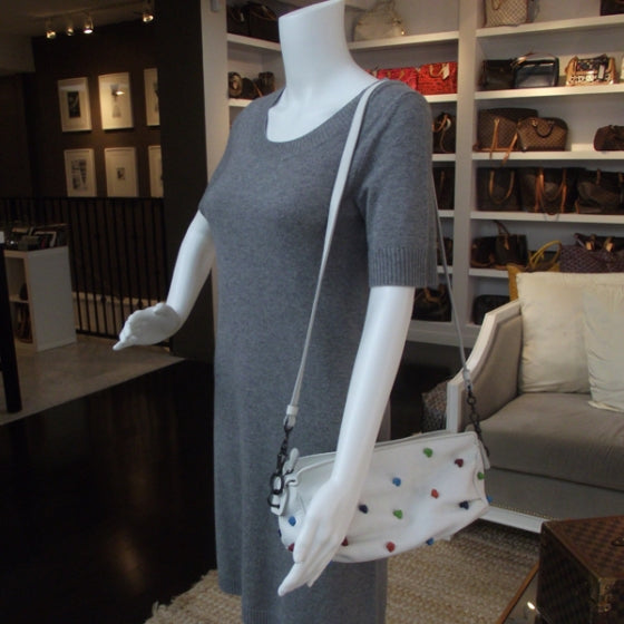 Leather Multicolor Shoulder Bag White