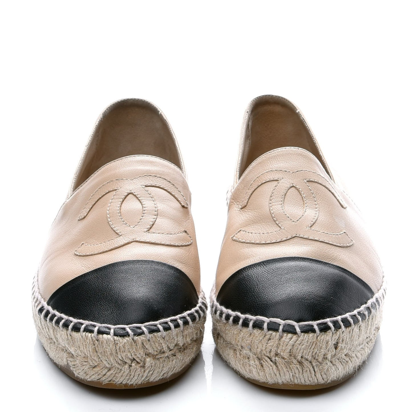 Lambskin CC Espadrilles 36 Beige Black