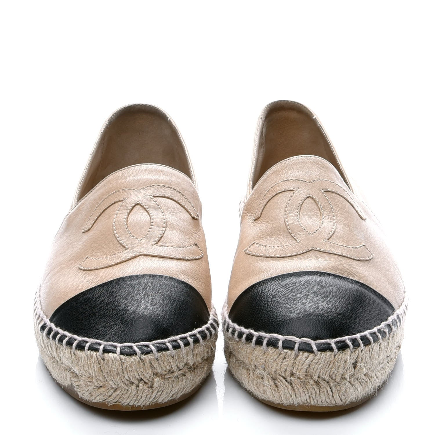 Chanel Lambskin CC Espadrilles 36 Beige Black 2 of 8