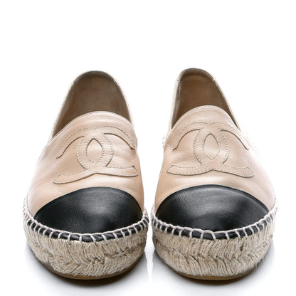 Chanel Lambskin CC Espadrilles 36 Beige Black 2 of 8