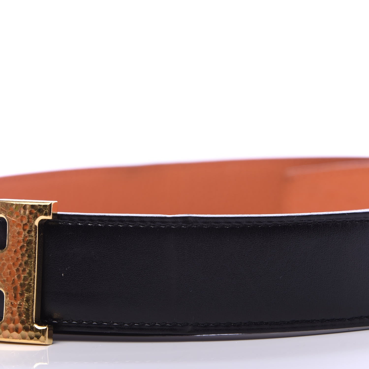 Hermes Box Togo 32mm Martelee H Belt 90 Black Orange 6 of 8