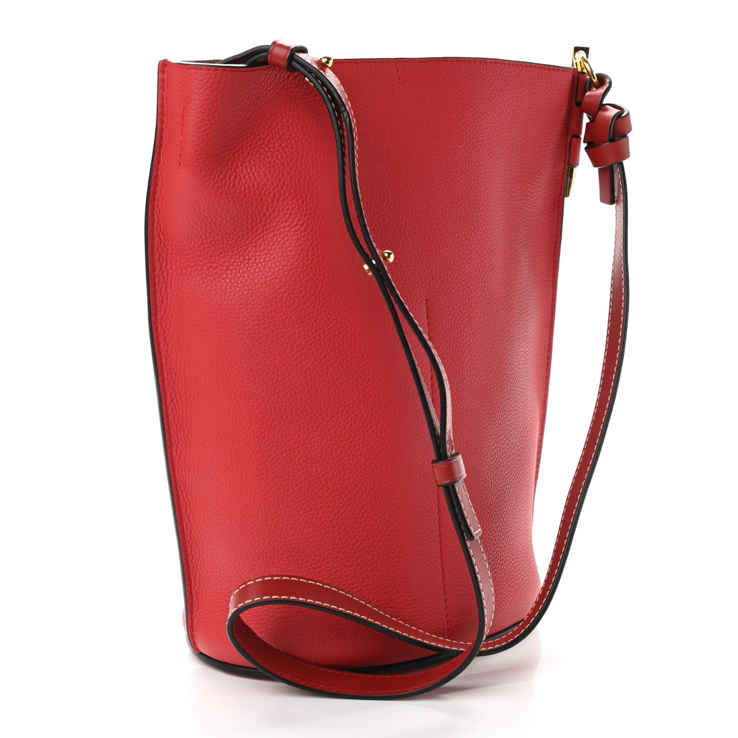 Calfskin Gate Bucket Bag Scarlet Burnt Red