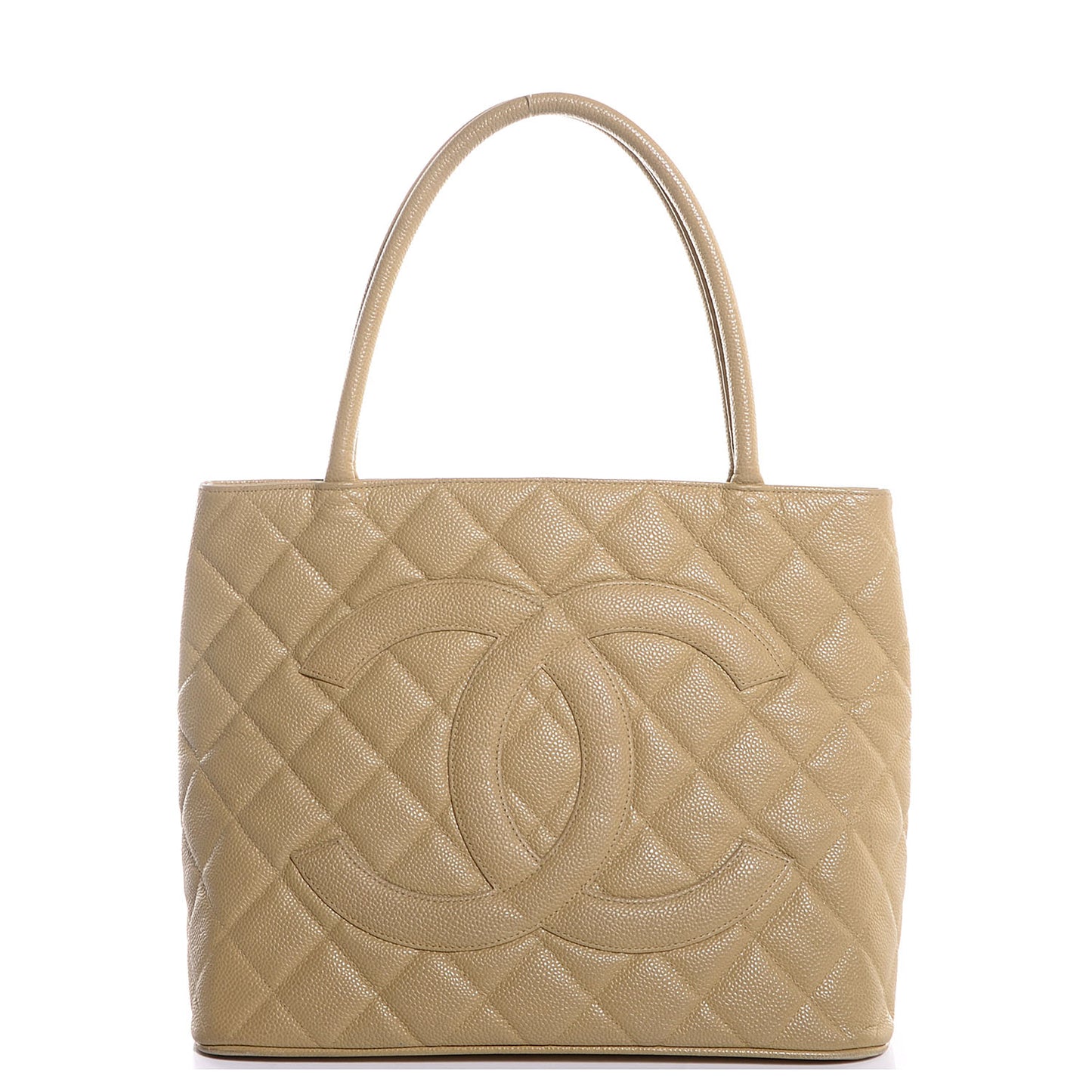 Caviar Quilted Medallion Tote Beige