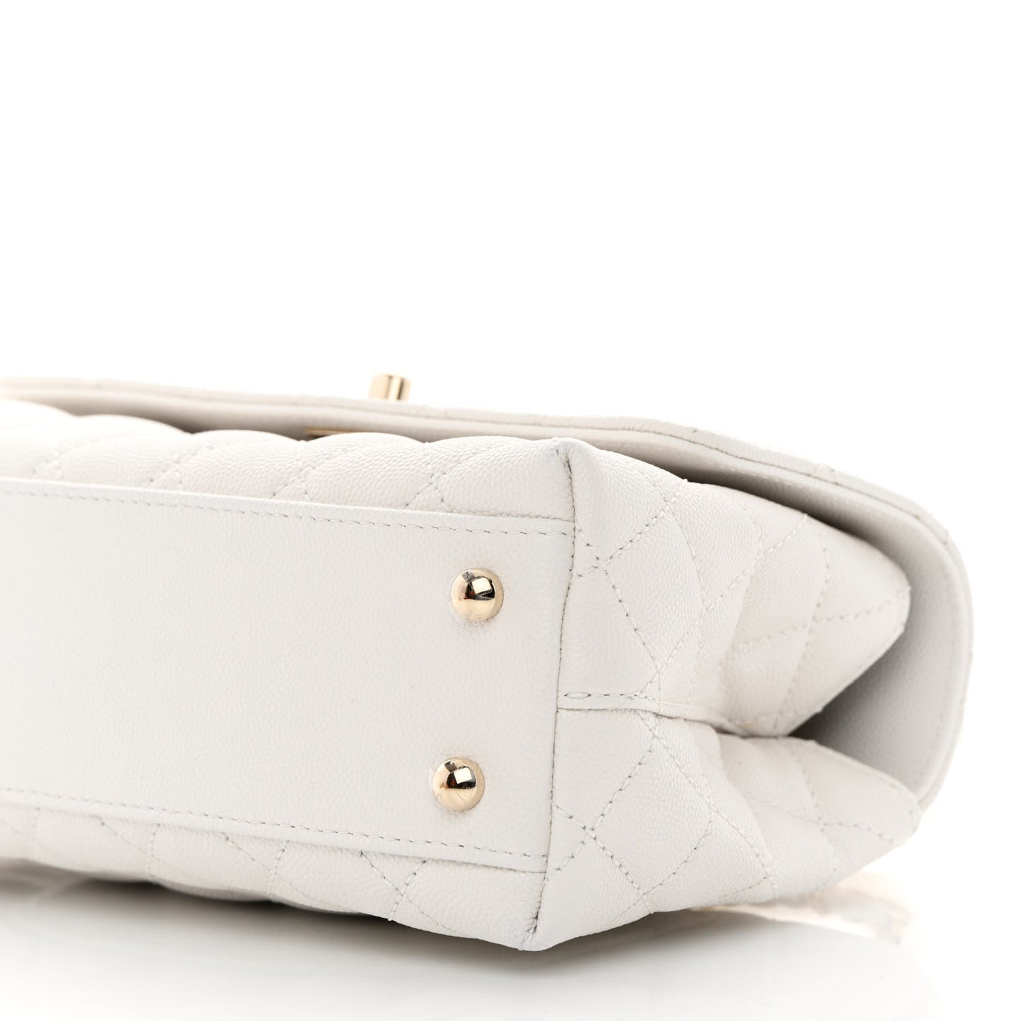 Caviar Quilted Mini Coco Handle Flap White