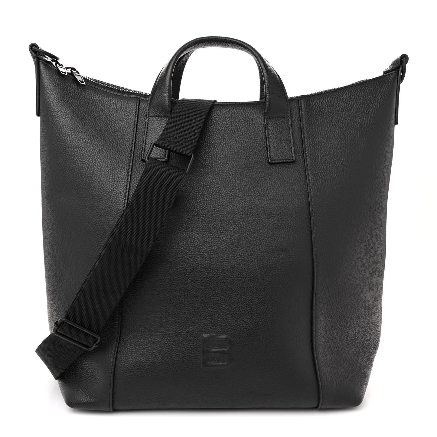 Calfskin Hourglass Zip Tote Black