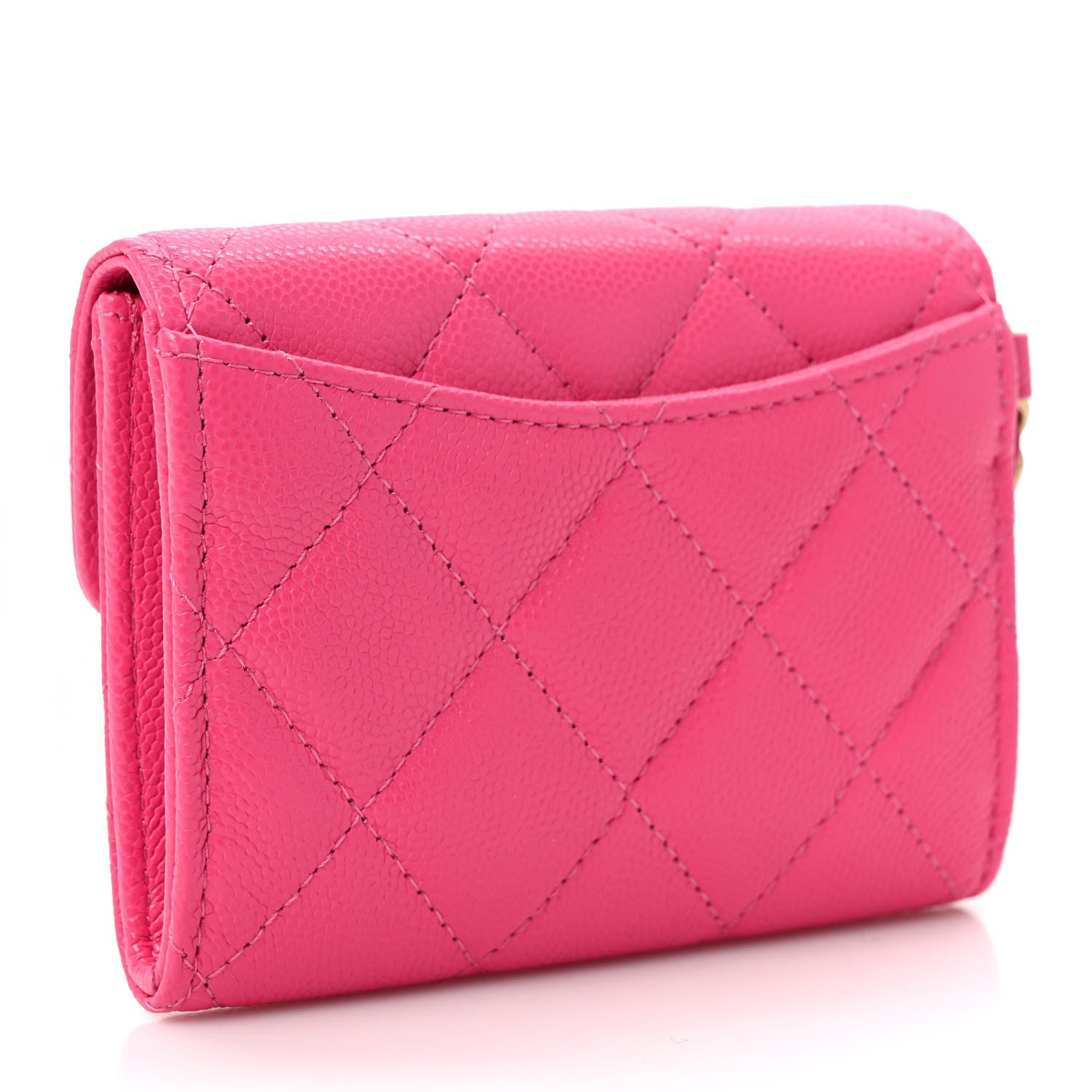 Chanel Caviar Quilted Flap Card Holder Chain Wristlet Rose 3 of 9