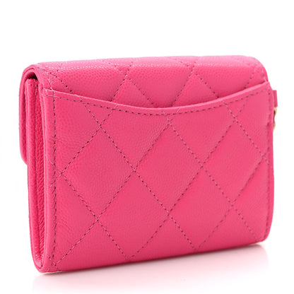 Chanel Caviar Quilted Flap Card Holder Chain Wristlet Rose 3 of 9