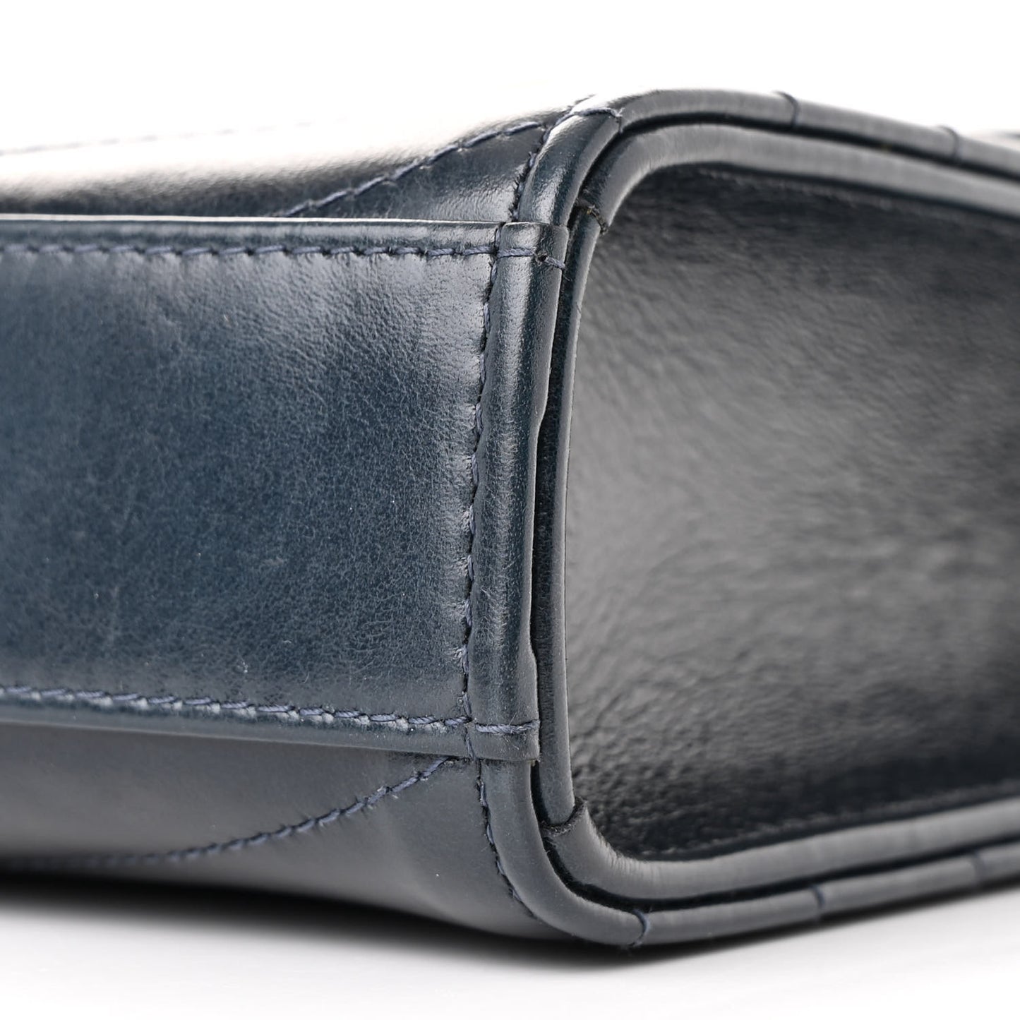 Calfskin Chevron Quilted Medal Mini Clutch With Chain Navy