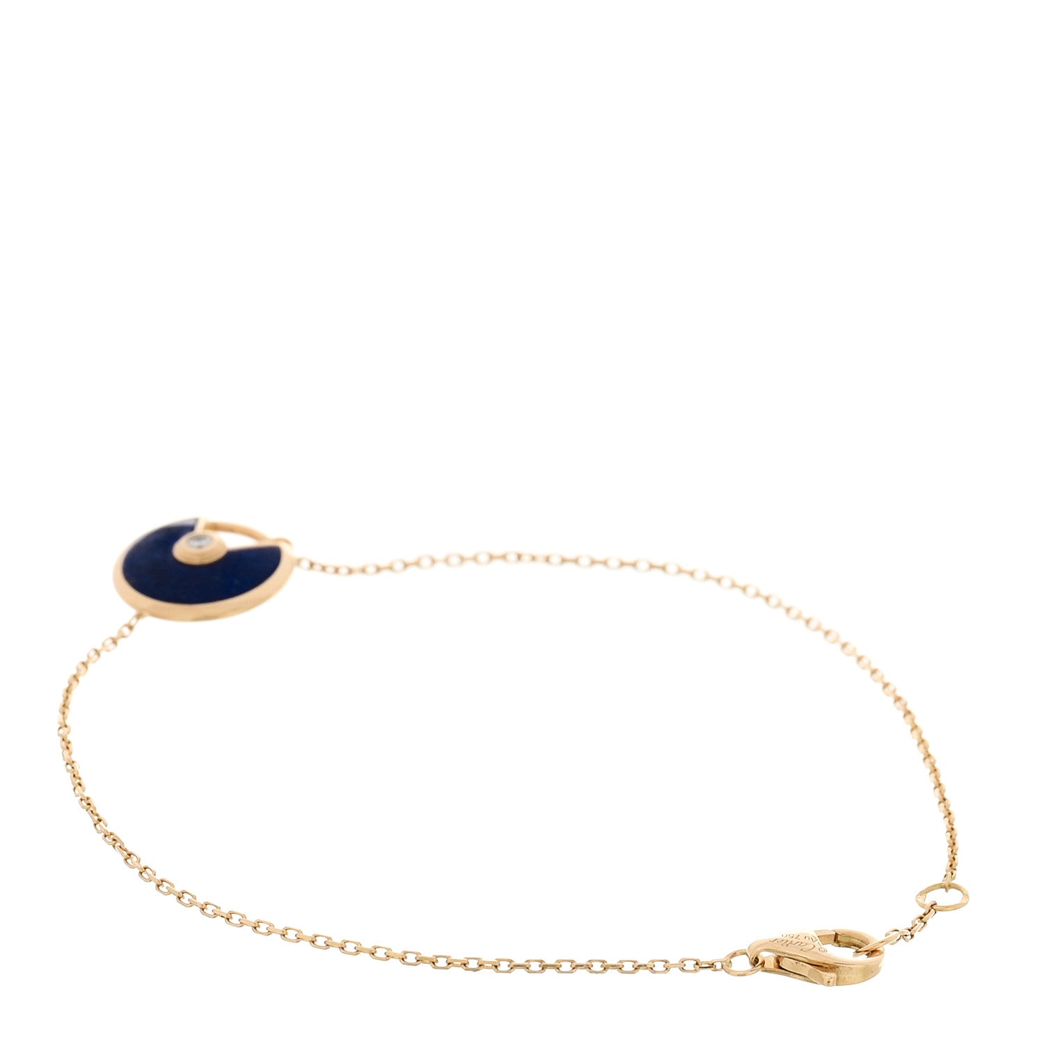 Cartier 18K Yellow Gold Diamond Lapis Lazuli Amulette de Cartier Bracelet 2 of 4