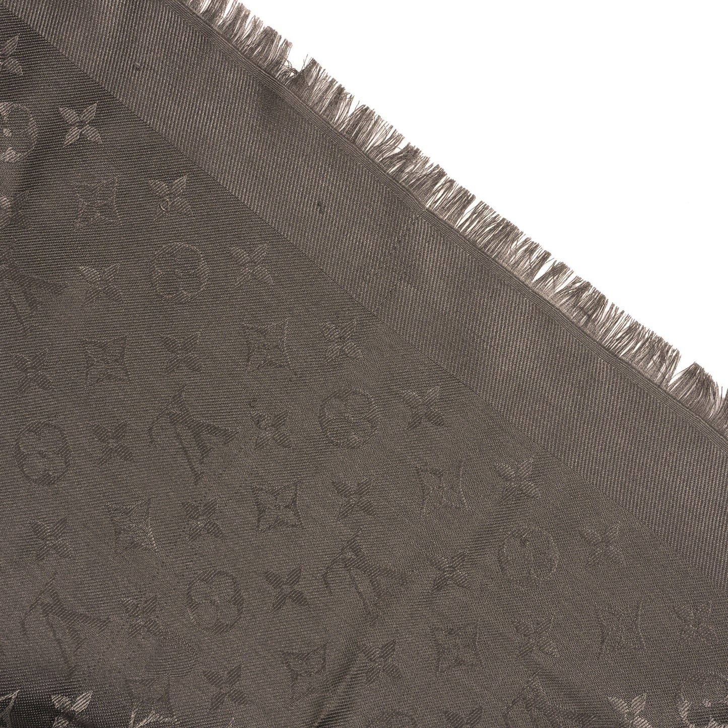Silk Wool Monogram Shine Classic Shawl Taupe