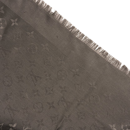 Louis Vuitton Silk Wool Monogram Shine Classic Shawl Taupe 6 of 6