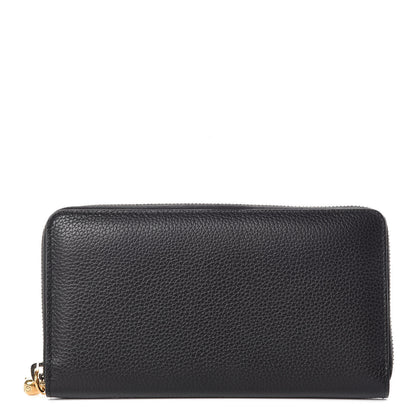 Alexander McQueen Pebbled Calfskin Skull Continental Zip Wallet Black 1 of 12
