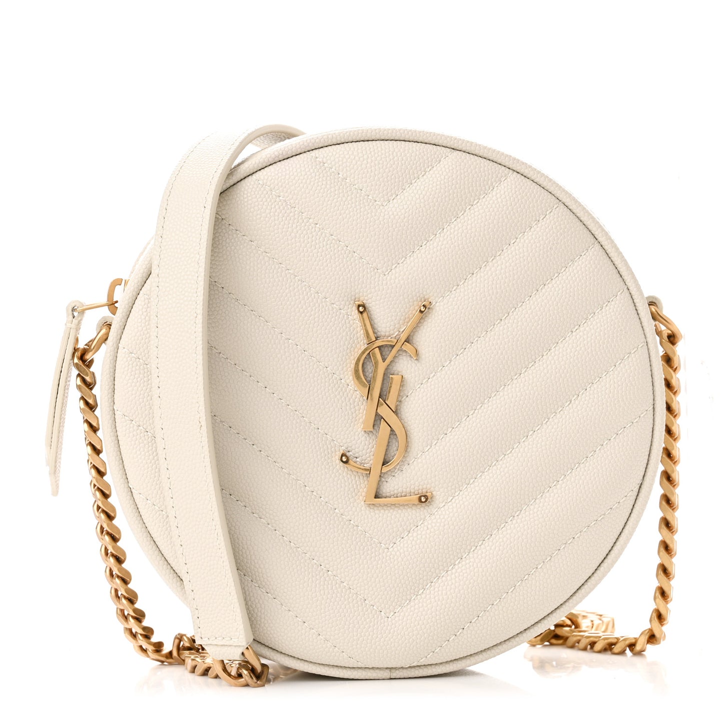 Grain De Poudre Matelasse Chevron Quilted Round Vinyle Camera Bag Crema Soft