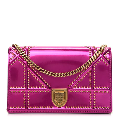 Christian Dior Patent Studded Diorama Wallet on Chain Pouch Pink 1 of 9