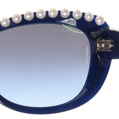 Chanel Freshwater Cultured Pearl Cat Eye Sunglasses 6038 H Navy 5 of 5