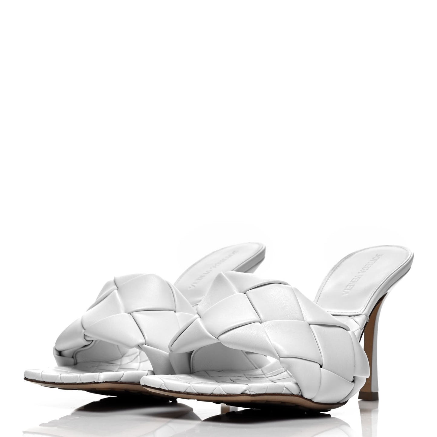 Nappa Maxi Intrecciato Lido Mule Sandals 38.5 Optic White
