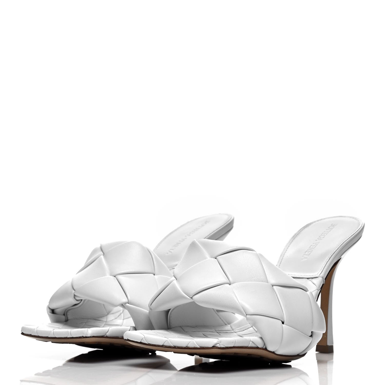 Bottega Veneta Nappa Maxi Intrecciato Lido Mule Sandals 38.5 Optic White 3 of 6
