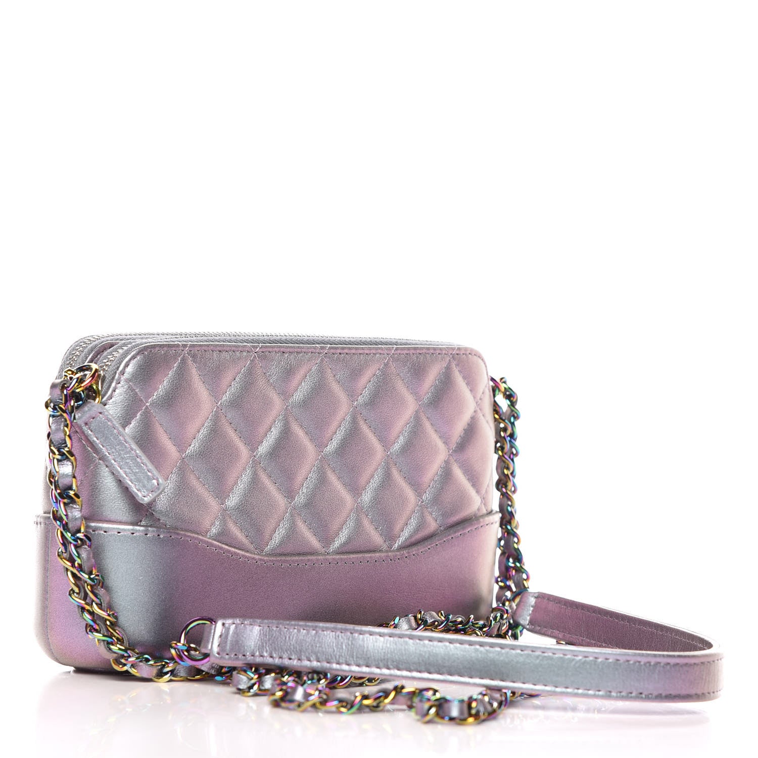 Chanel Iridescent Lambskin Calfskin Quilted Small Gabrielle Clutch With Chain Light Purple 3 of 13