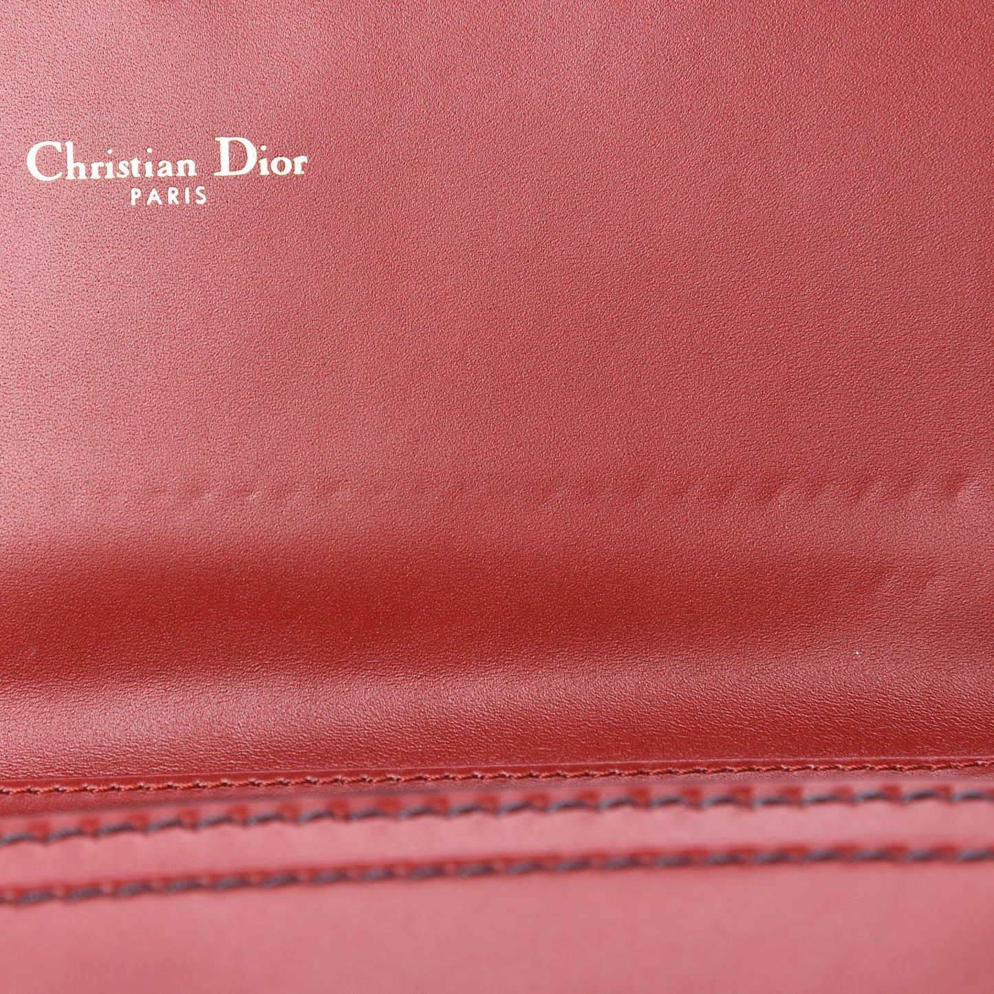 Calfskin D Fence Croisiere Chain Wallet Red