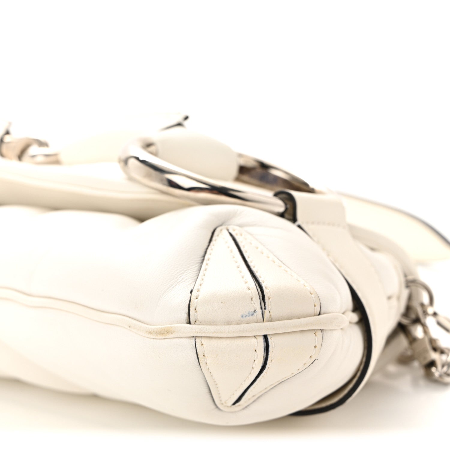 Gucci Nappa Vertical Matelasse Medium Maxi Horsebit Chain Shoulder Bag Mystic White 10 of 10