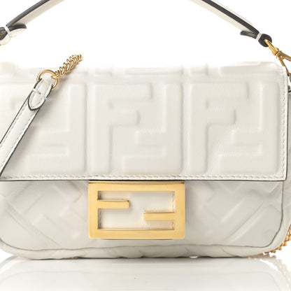 Fendi Nappa FF 1974 Embossed Mini Baguette White 8 of 11