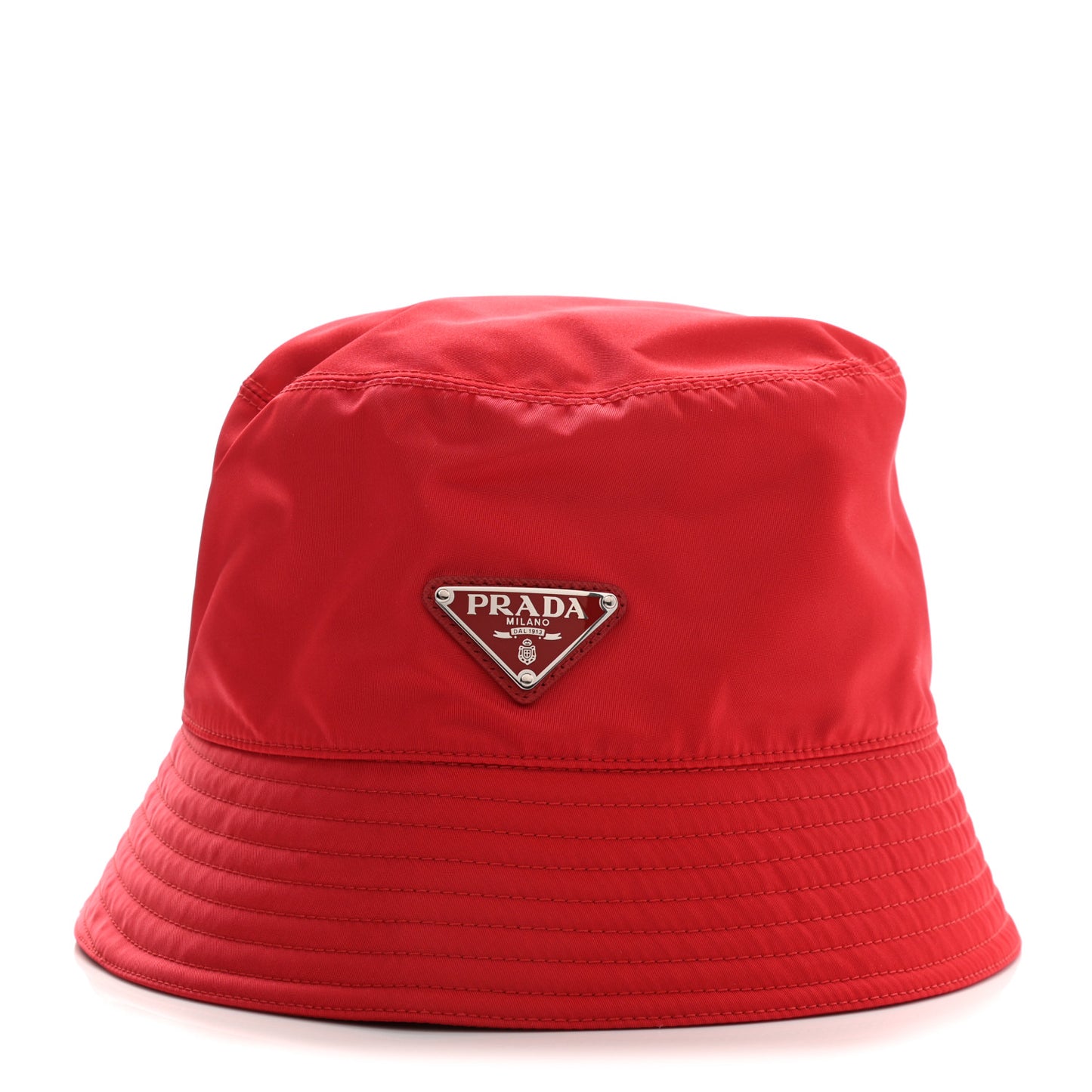 Re-Nylon Metal Triangle Logo Womens Bucket Hat M Rosso