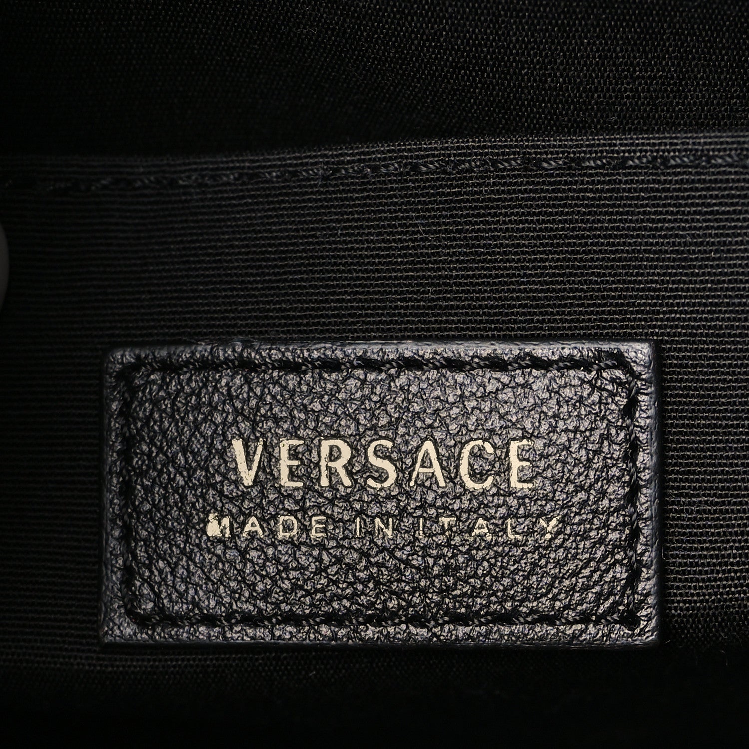 Versace Grained Calfskin Large Virtus Top Handle Shoulder Bag Black 6 of 8