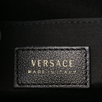 Versace Grained Calfskin Large Virtus Top Handle Shoulder Bag Black 6 of 8