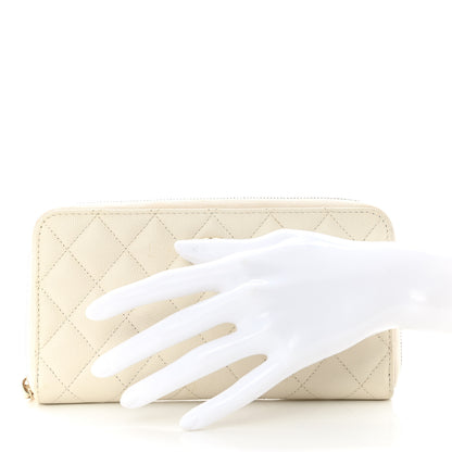 Chanel Caviar Quilted Large Gusset Zip Around Wallet White 2 of 10