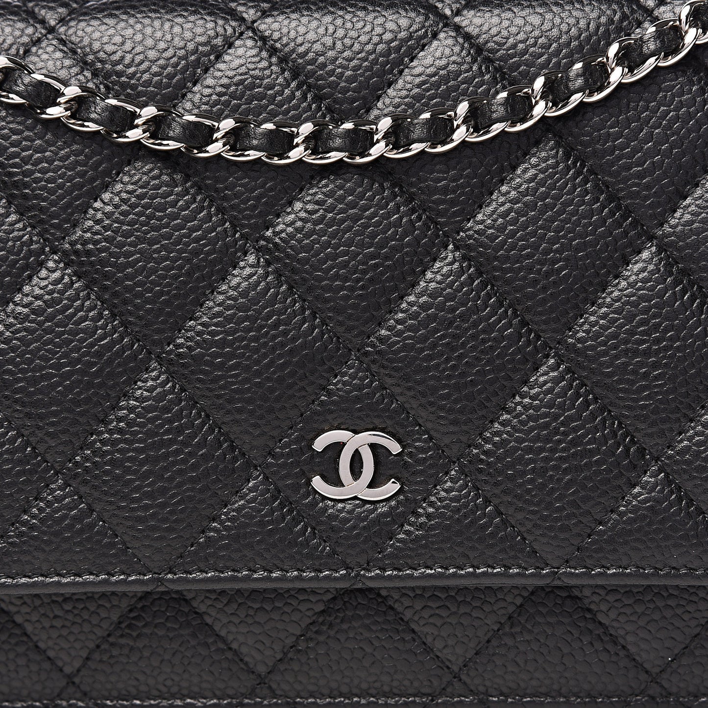 Caviar Quilted Wallet On Chain WOC Black