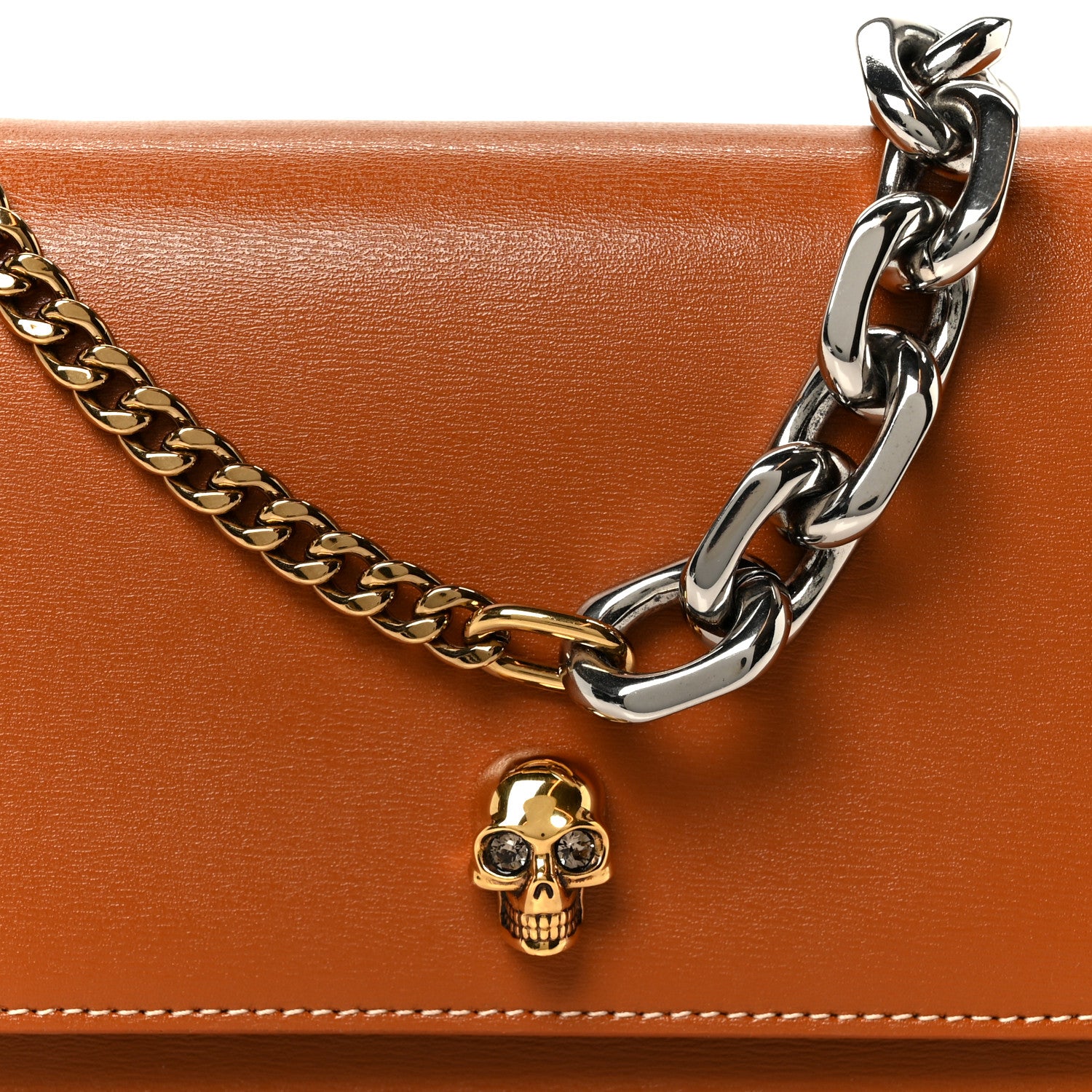 Alexander McQueen Calfskin Mini Skull Chain Crossbody Bag Caramel Tan 9 of 12