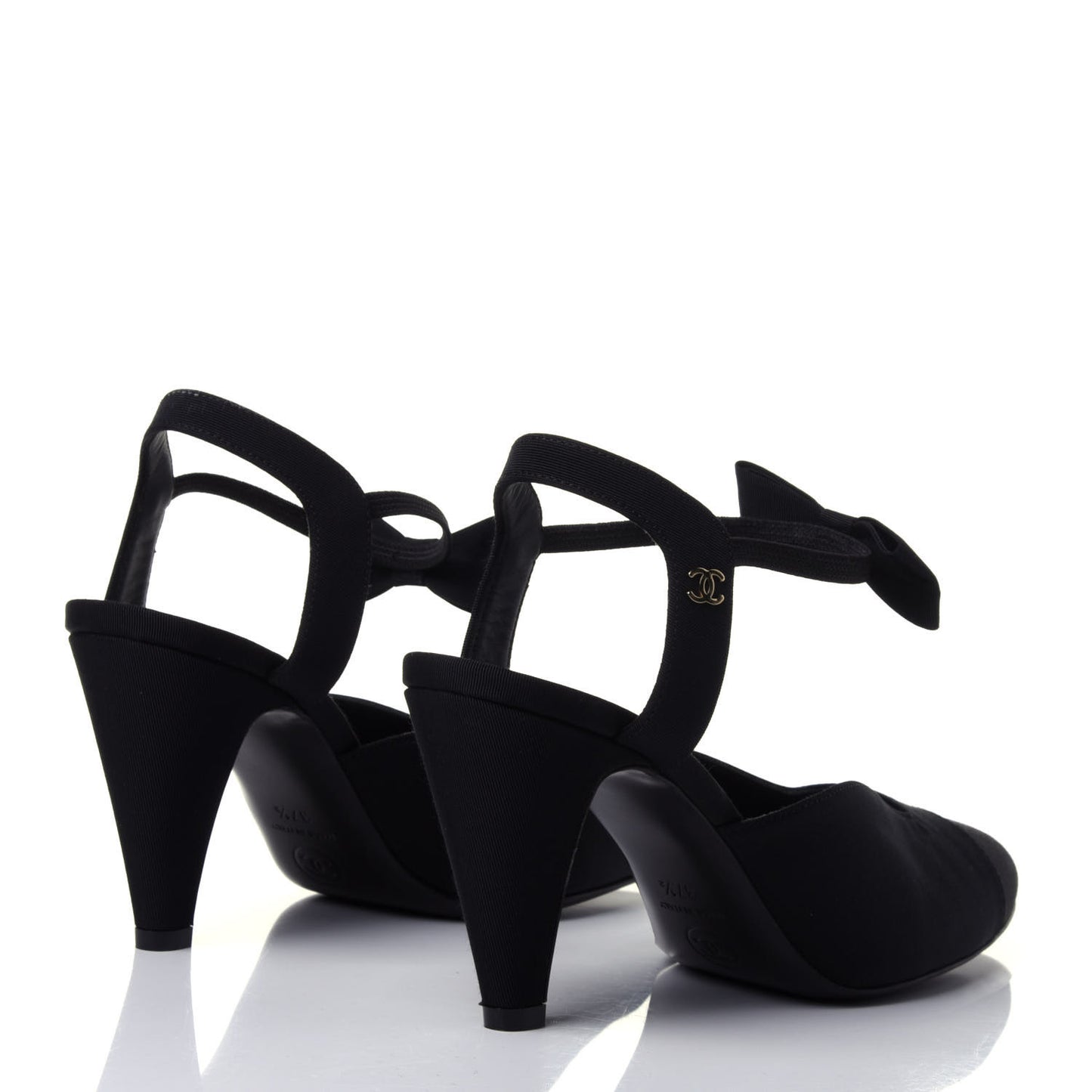 Grosgrain Satin Cap Toe CC Pumps 37.5 Black