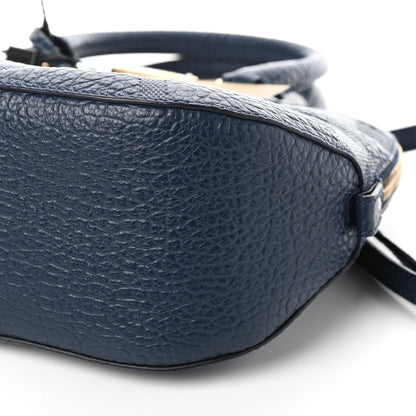 Burberry Heritage Grain Check Embossed Small Orchard Bowling Bag Blue Carbon 9 of 9