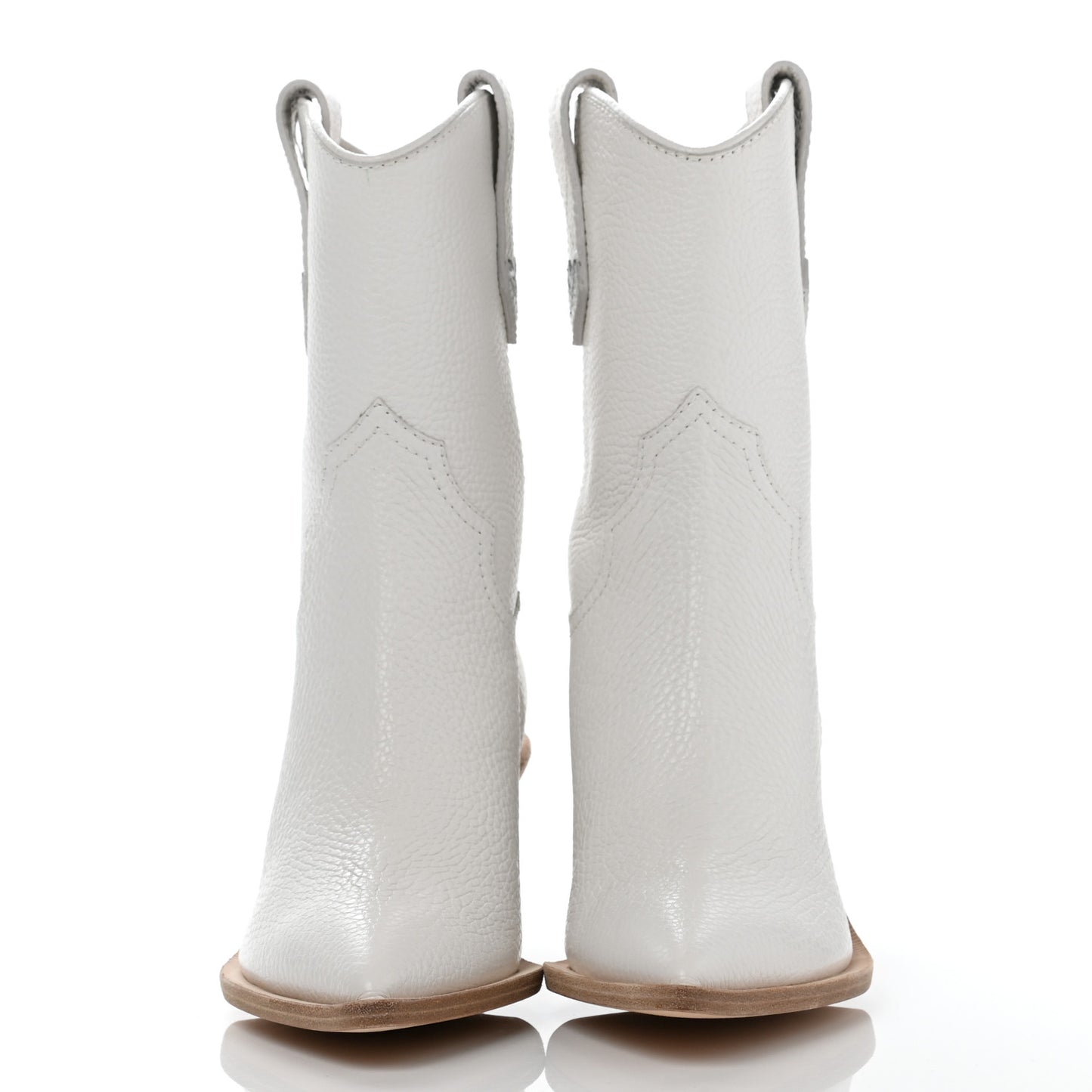 Grained Calfskin Cutwalk Ankle Boots 38 White