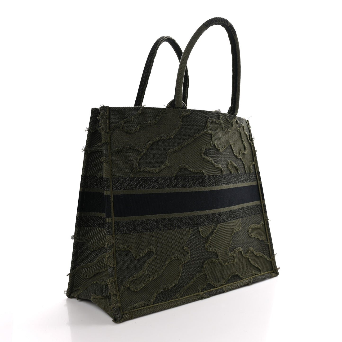 Canvas Embroidered Camouflage Large Book Tote Green
