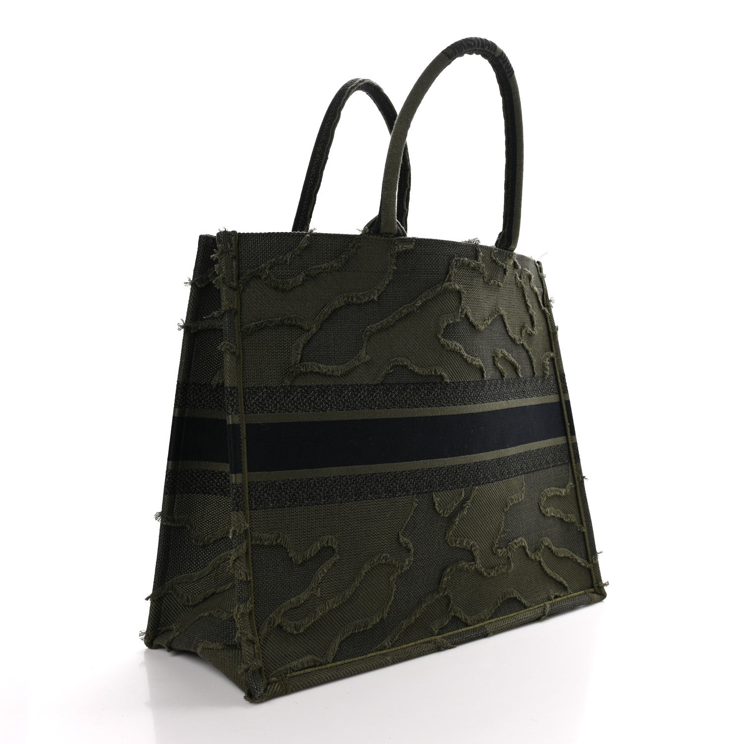 Christian Dior Canvas Embroidered Camouflage Large Book Tote Green 3 of 9