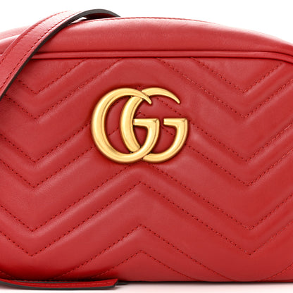 Gucci Calfskin Matelasse Small GG Marmont Chain Shoulder Bag Hibiscus Red 8 of 10