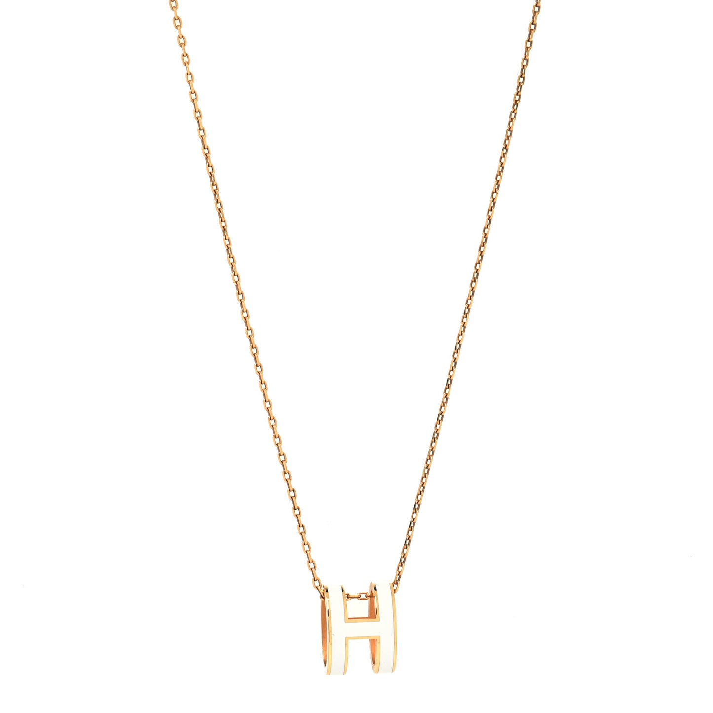 Lacquered Rose Gold Pop H Pendant Necklace White