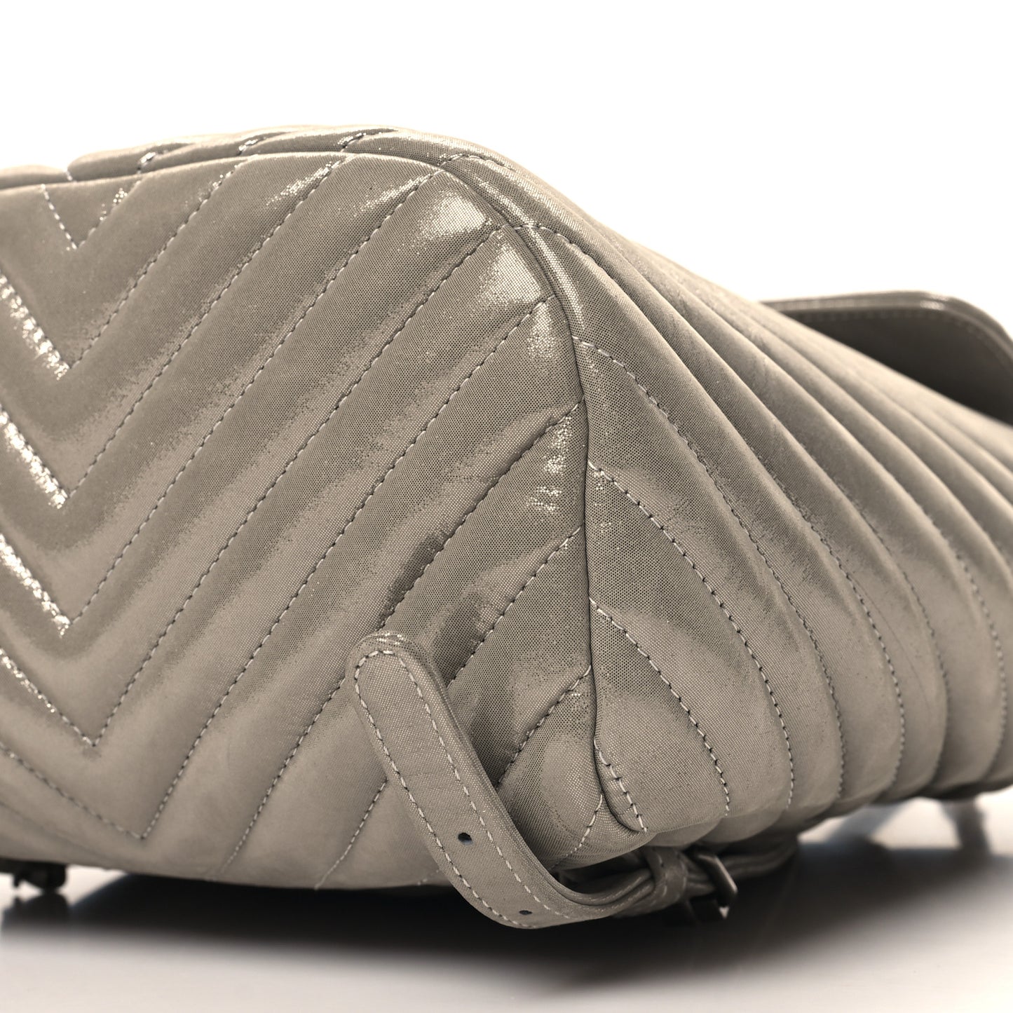 Iridescent Calfskin Chevron Quilted Small Urban Spirit Backpack Silver