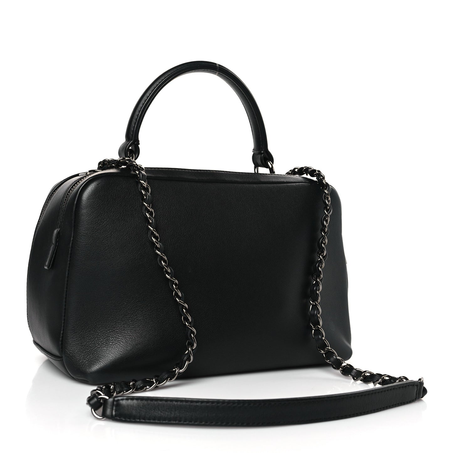 Calfskin Small Trendy CC Bowling Bag Black