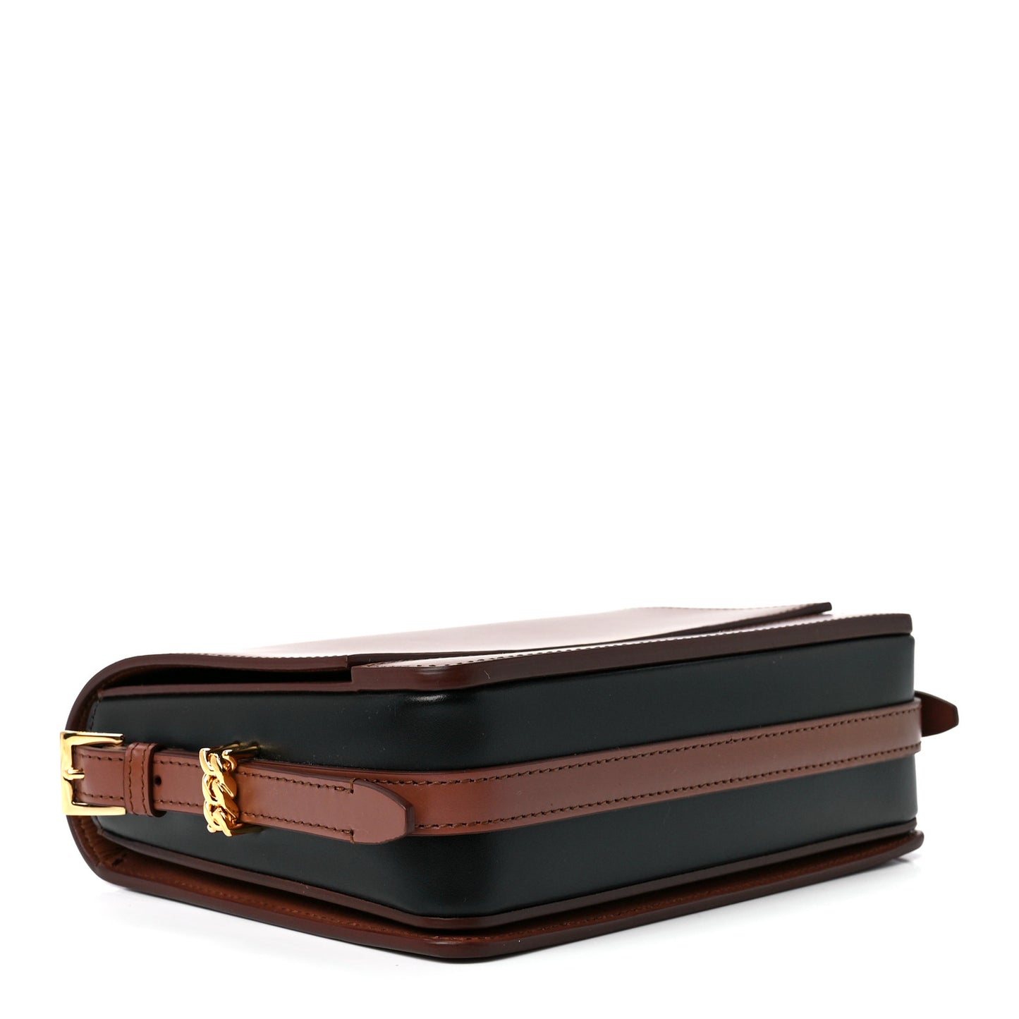 Smooth Calfskin Two Tone Small Grace Bag Malt Brown Black