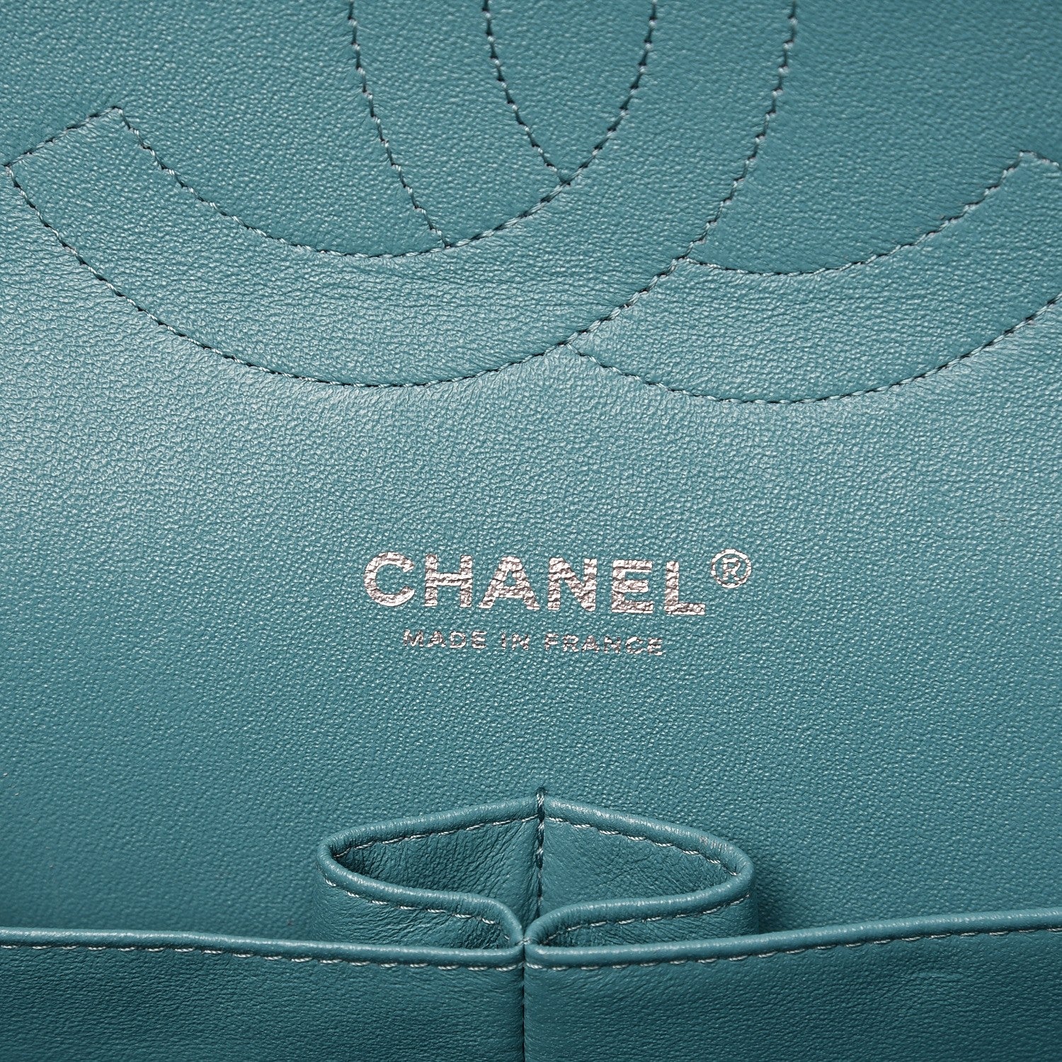 Chanel Lambskin Quilted Tri-Color Jumbo Double Flap Navy Blue Green 7 of 13
