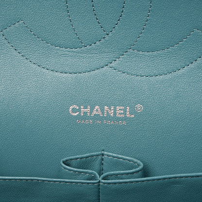 Chanel Lambskin Quilted Tri-Color Jumbo Double Flap Navy Blue Green 7 of 13