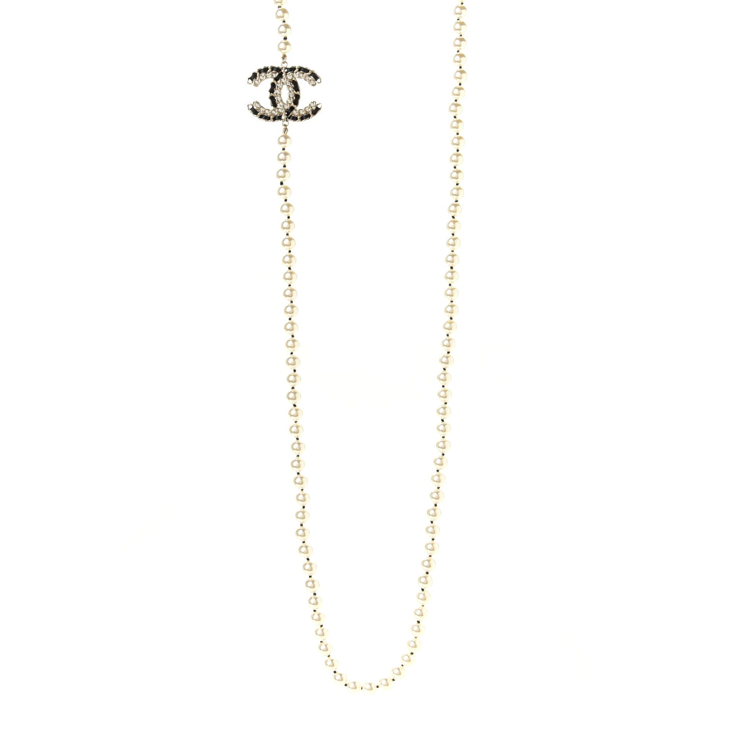 Pearl Lambskin CC Vintage Allure Necklace Gold