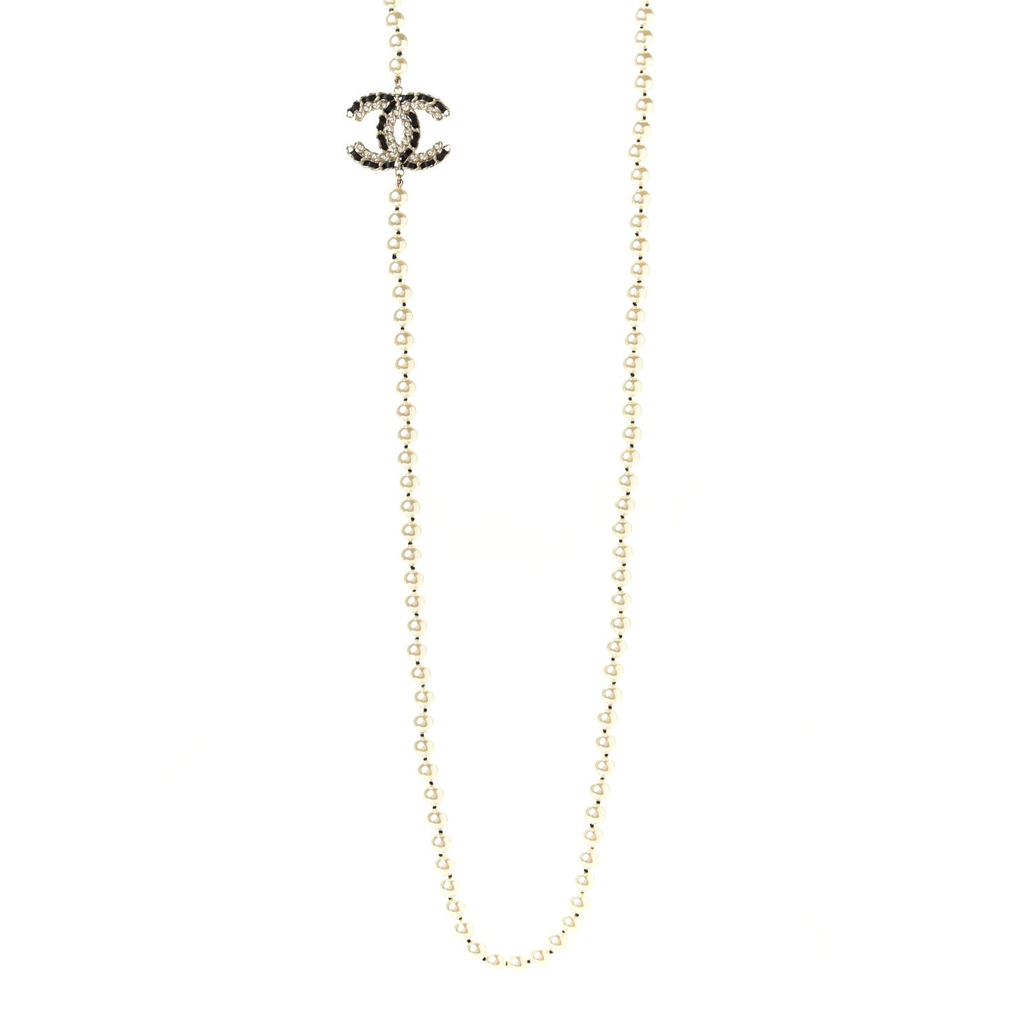 Chanel Pearl Lambskin CC Vintage Allure Necklace Gold 1 of 4