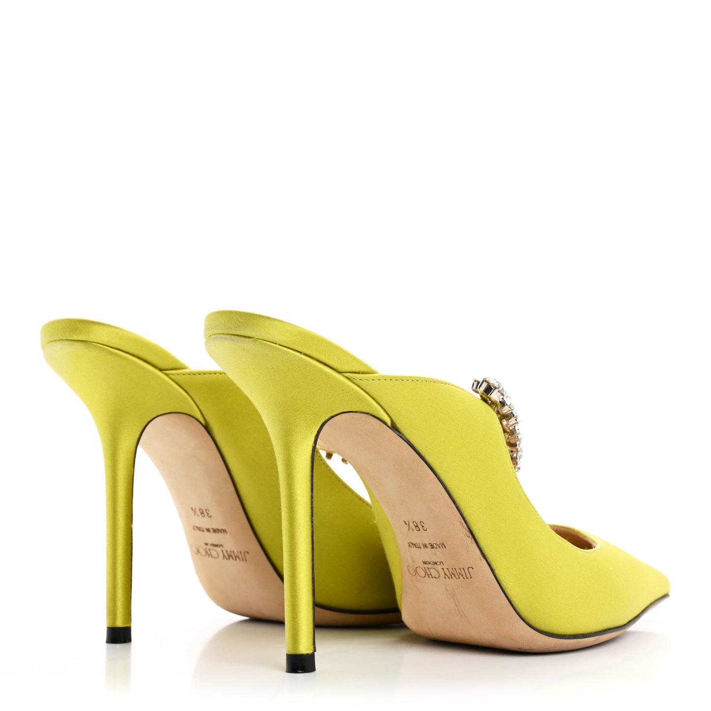 Satin Crystal Bing 85 Pumps 38.5 Lime