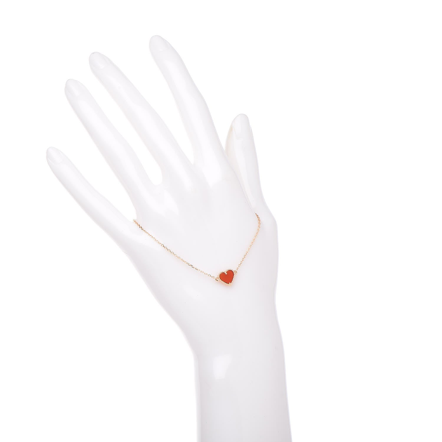 Van Cleef & Arpels 18K Rose Gold Carnelian Sweet Alhambra Heart Bracelet 2 of 5